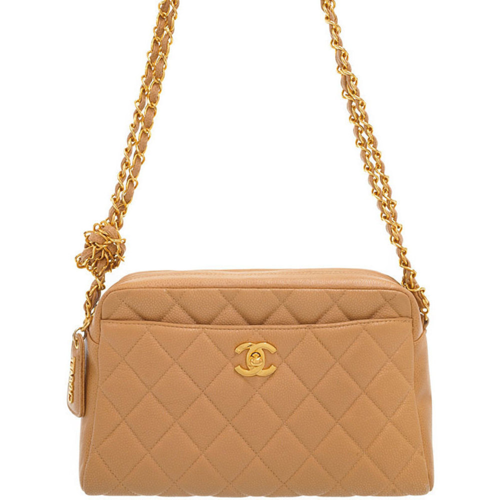 Chanel Matelasse Chain Shoulder Bag Beige